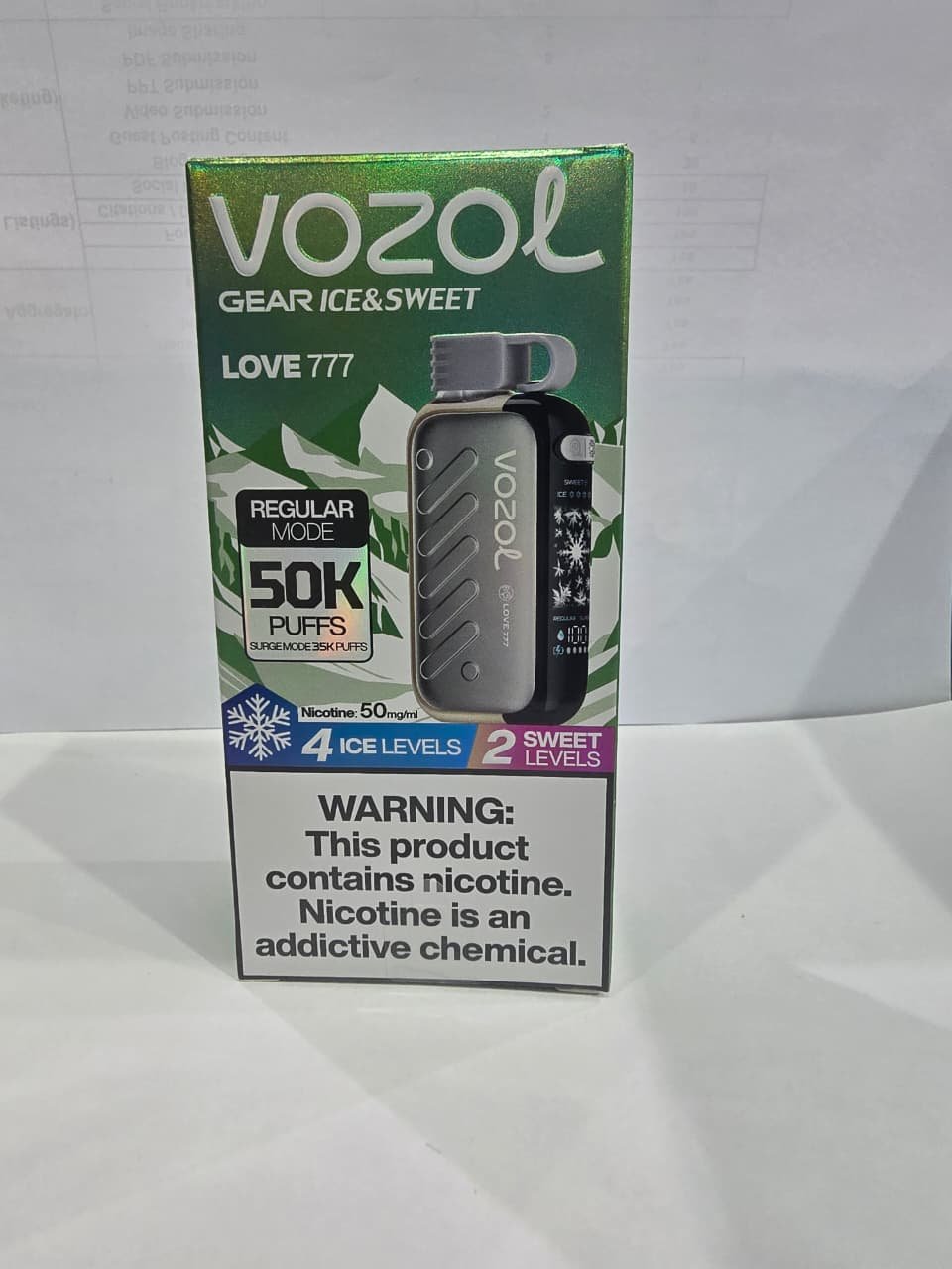 Vozol Gear Ice & Sweet 50K Puffs - Love 777 Vozol Gear Ice and Sweet 50000 puffs Love 777 50mg disposable vape Dubai UAE