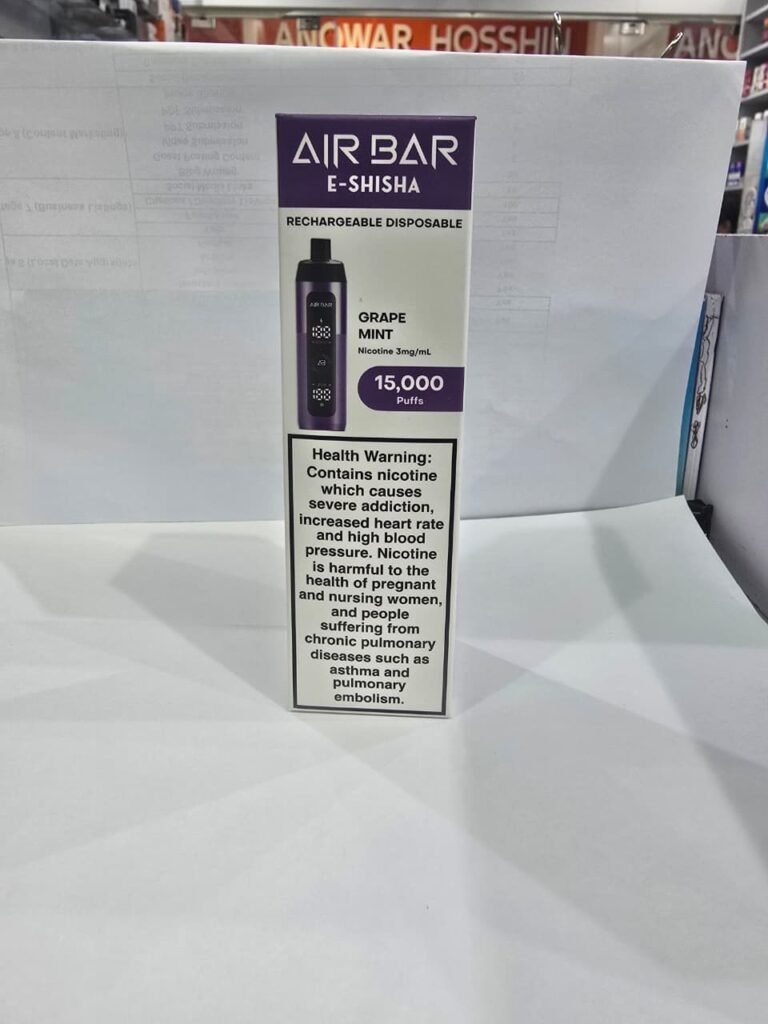 Air Bar E-Shisha 15000 puffs Grape Mint 3mg disposable vape Dubai UAE