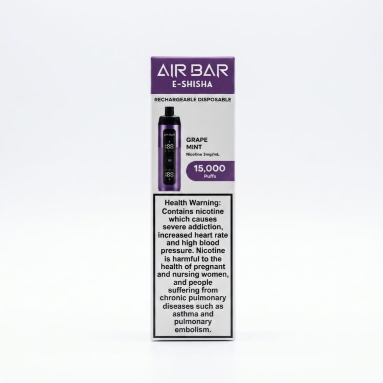 Air Bar E-Shisha 15000 puffs Grape Mint 3mg disposable vape Dubai UAE