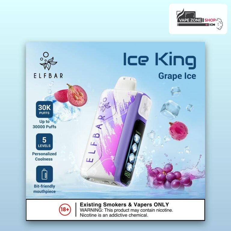 Elf Bar Ice King 30000 puffs disposable vape Grape Ice flavour, 50mg, VapeZone Dubai