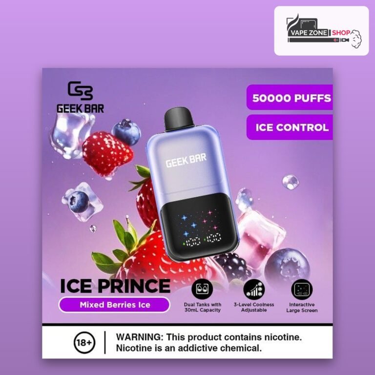 Geek Bar Ice Prince 50000 puffs disposable vape Mixed Berries Ice flavour, 50mg, VapeZone Dubai