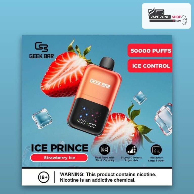 Geek Bar Ice Prince 50000 puffs disposable vape Strawberry Ice flavour, 50mg, VapeZone Dubai