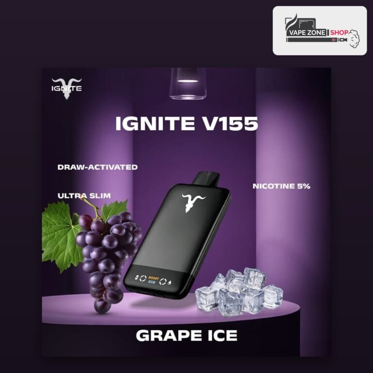 Ignite V155 15500 Puffs Grape Ice Disposable Vape 50mg Dubai UAE