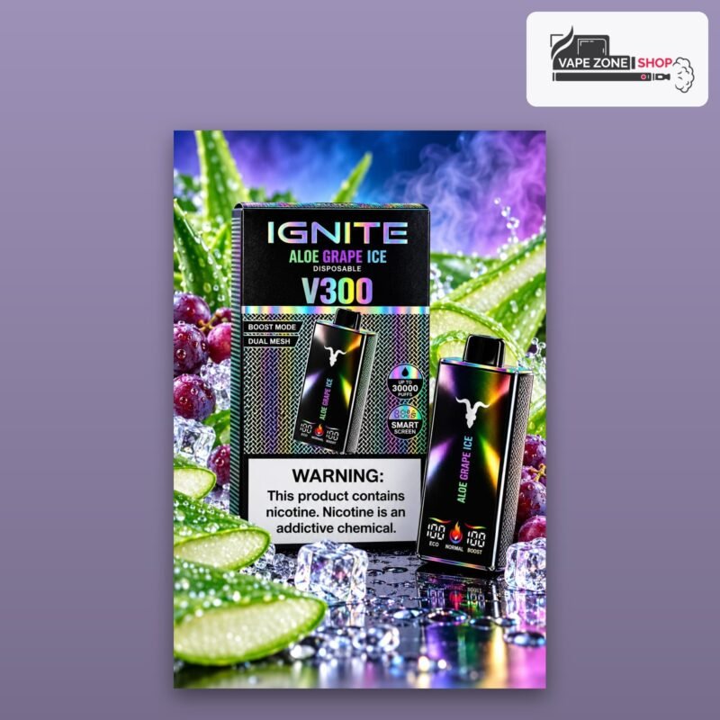 Ignite V300 30000 Puffs Aloe Grape Ice Disposable Vape 50mg Dubai UAE
