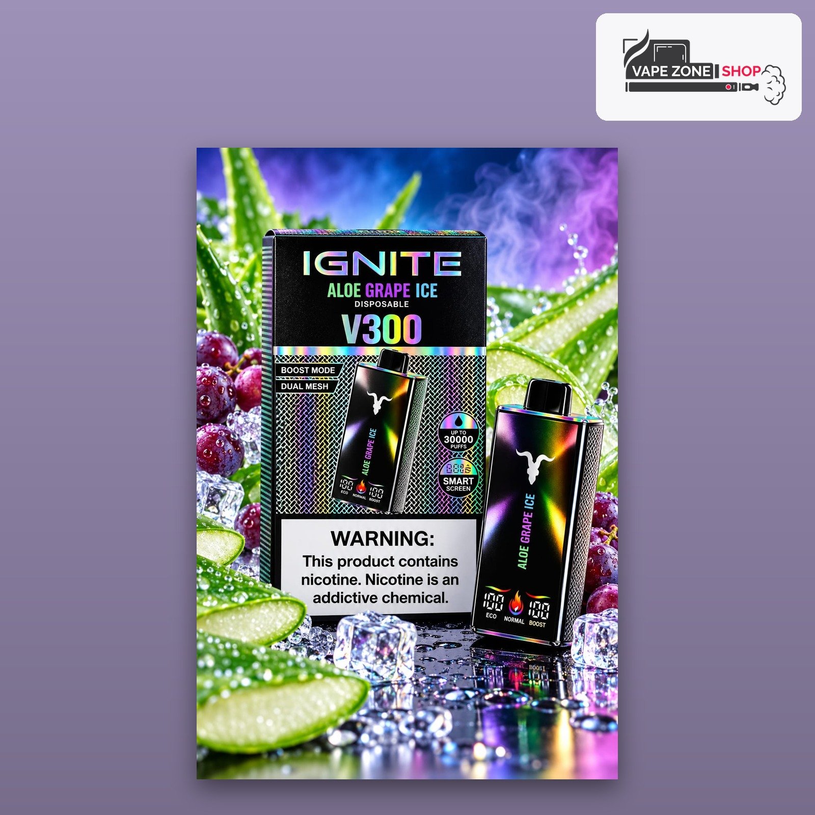 Ignite V300 30000 Puffs Aloe Grape Ice Disposable Vape 50mg Dubai UAE Ignite V300 30000 Puffs Aloe Grape Ice Disposable Vape 50mg Dubai UAE