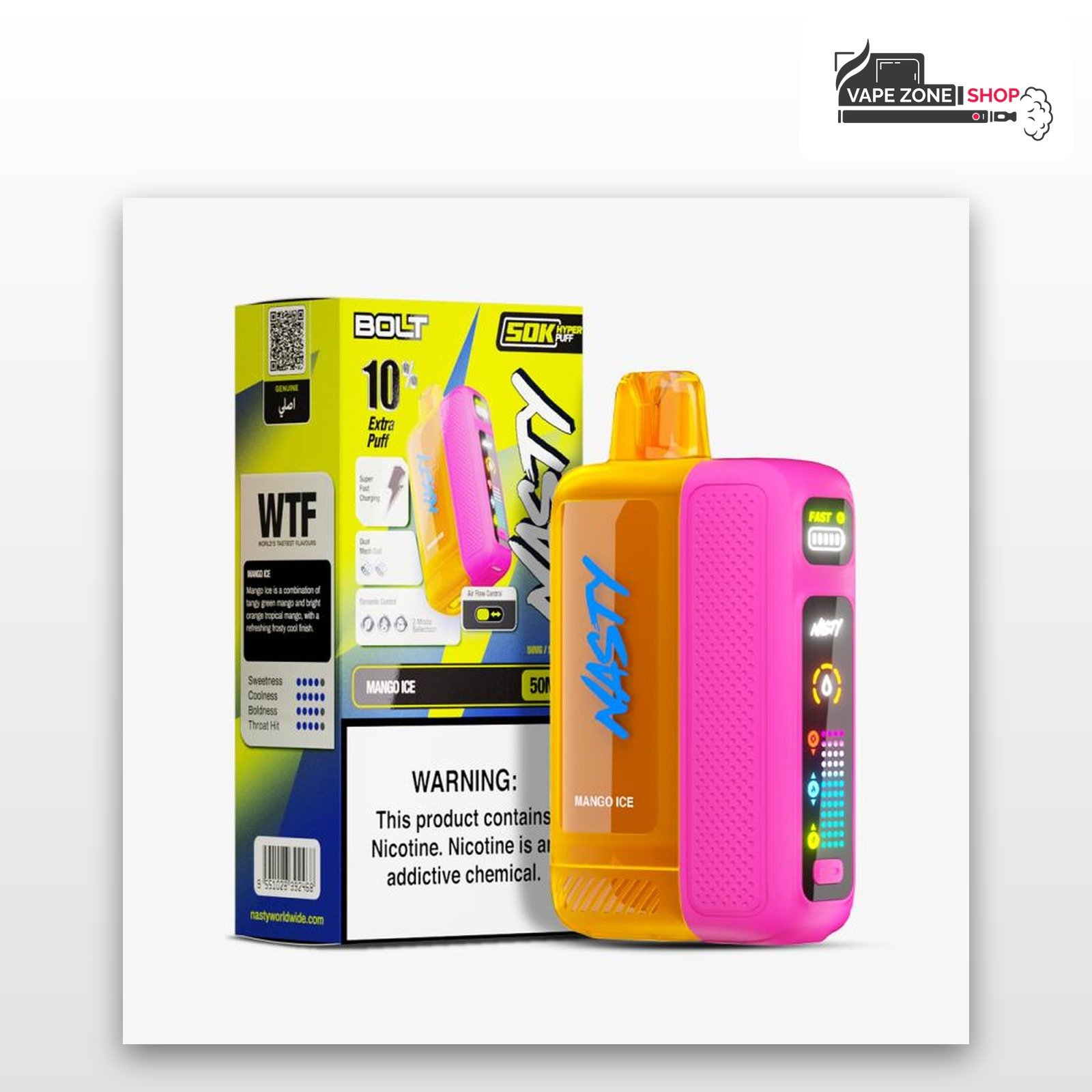 Nasty Bolt 50000 Puffs Mango Ice 50mg Disposable Vape Dubai Nasty Bolt 50000 Puffs Mango Ice 50mg Disposable Vape Dubai