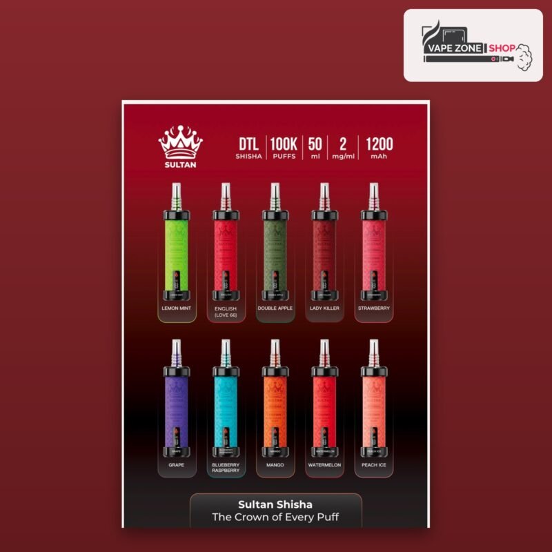 Sultan Shisha 100000 Puffs 2mg Disposable Vape Dubai All Flavours