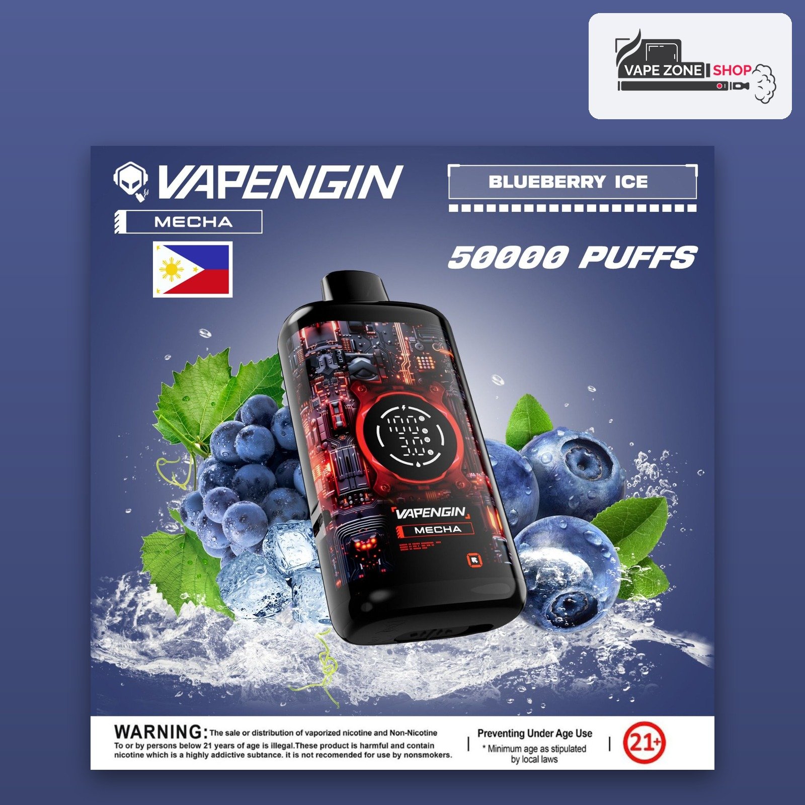 Vapengin Mecha 50000 Puffs Blueberry Ice 50mg Disposable Vape Dubai Vapengin Mecha 50000 Puffs Blueberry Ice 50mg Disposable Vape Dubai