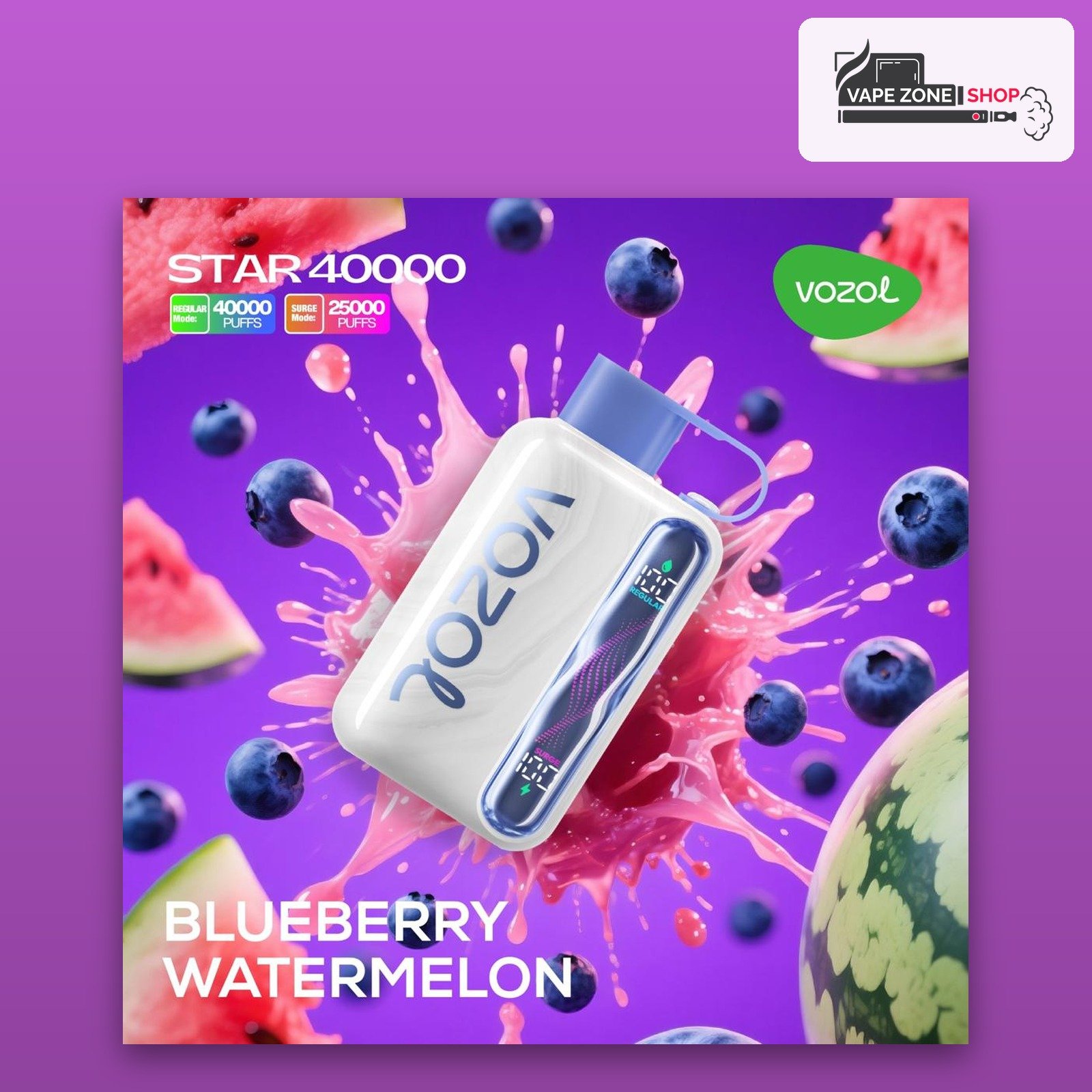 Vozol Star 40000 Puffs Blueberry Watermelon 50mg Disposable Vape Dubai Vozol Star 40000 puffs disposable vape Blueberry Watermelon flavour, 50mg, VapeZone Dubai