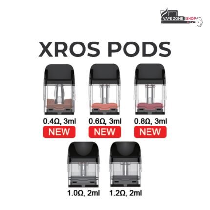 Vaporesso XROS pods 0.4, 0.6, 0.8 ohm 3ml and 1.0, 1.2 ohm 2ml