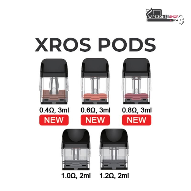 Vaporesso XROS pods 0.4, 0.6, 0.8 ohm 3ml and 1.0, 1.2 ohm 2ml