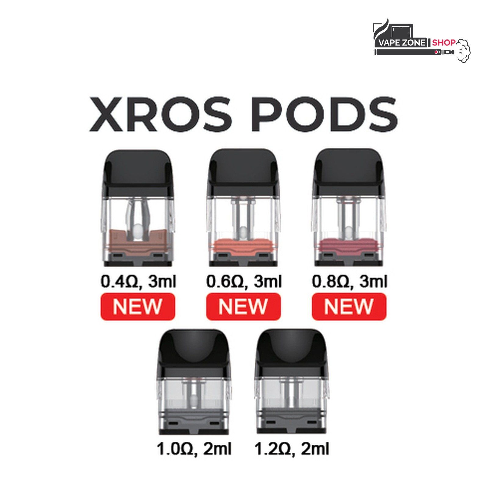 Vaporesso XROS pods 0.4, 0.6, 0.8 ohm 3ml and 1.0, 1.2 ohm 2ml Vaporesso XROS pods 0.4, 0.6, 0.8 ohm 3ml and 1.0, 1.2 ohm 2ml