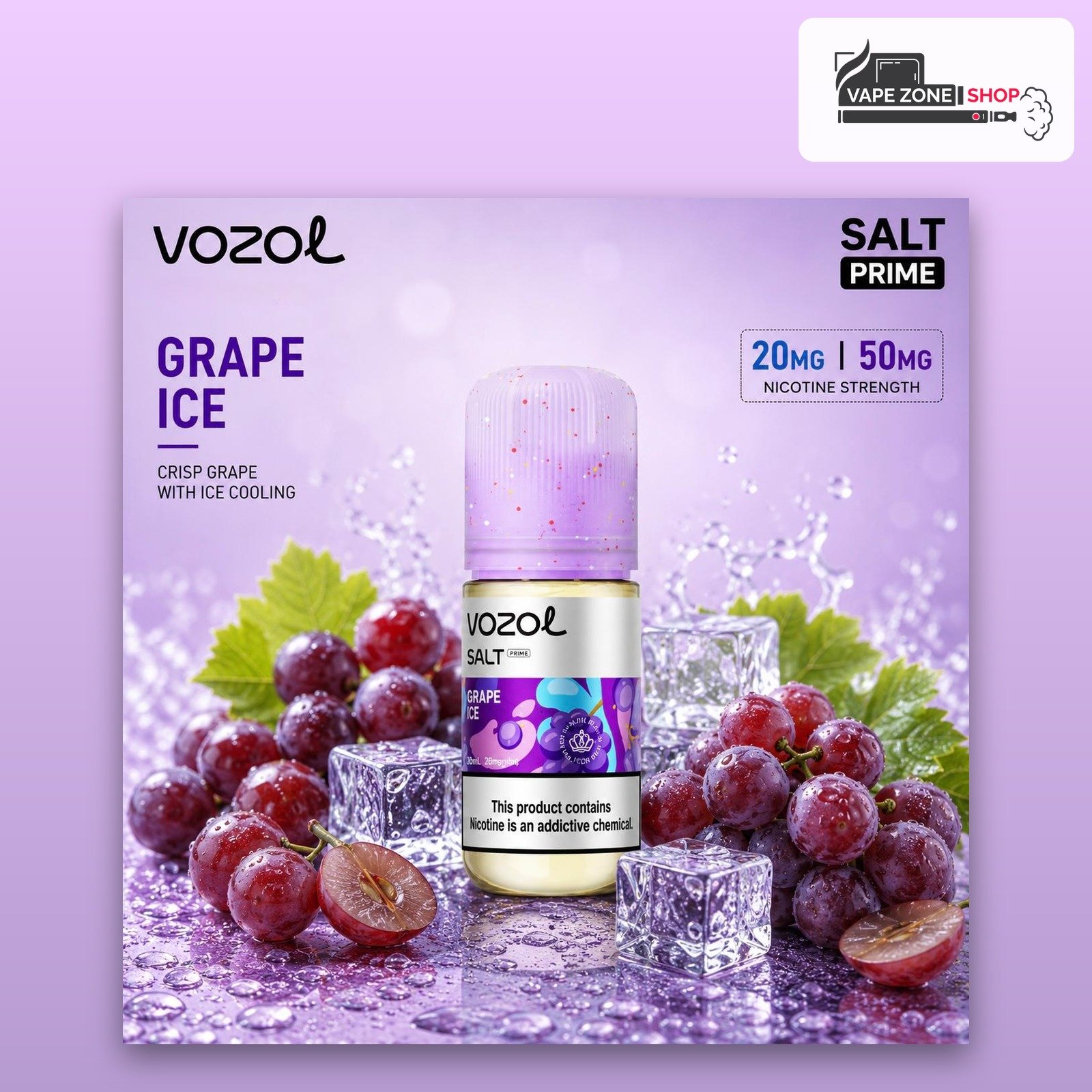 Vozol Salt Prime Grape Ice 30ml 20mg Dubai UAE Vozol Salt Prime Grape Ice 30ml 20mg Dubai UAE